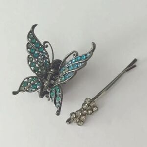 Rhinestone Butterfly Clip and Bow Hair Pin Accessories
